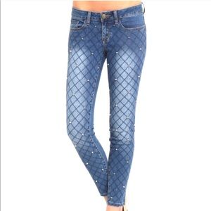 Denim Skinny Jeans with Studs